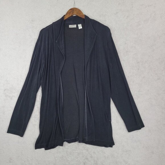 Chico's Travelers Black Open Front Cardigan Size 2/L Acetate/Spandex - Picture 1 of 5